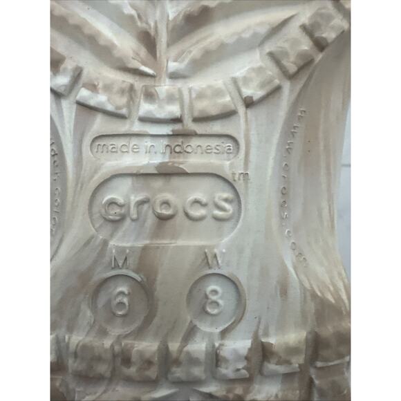 CROCS Marble Tie-Dye Clogs White beige 6 m/8 w - Picture 4 of 8